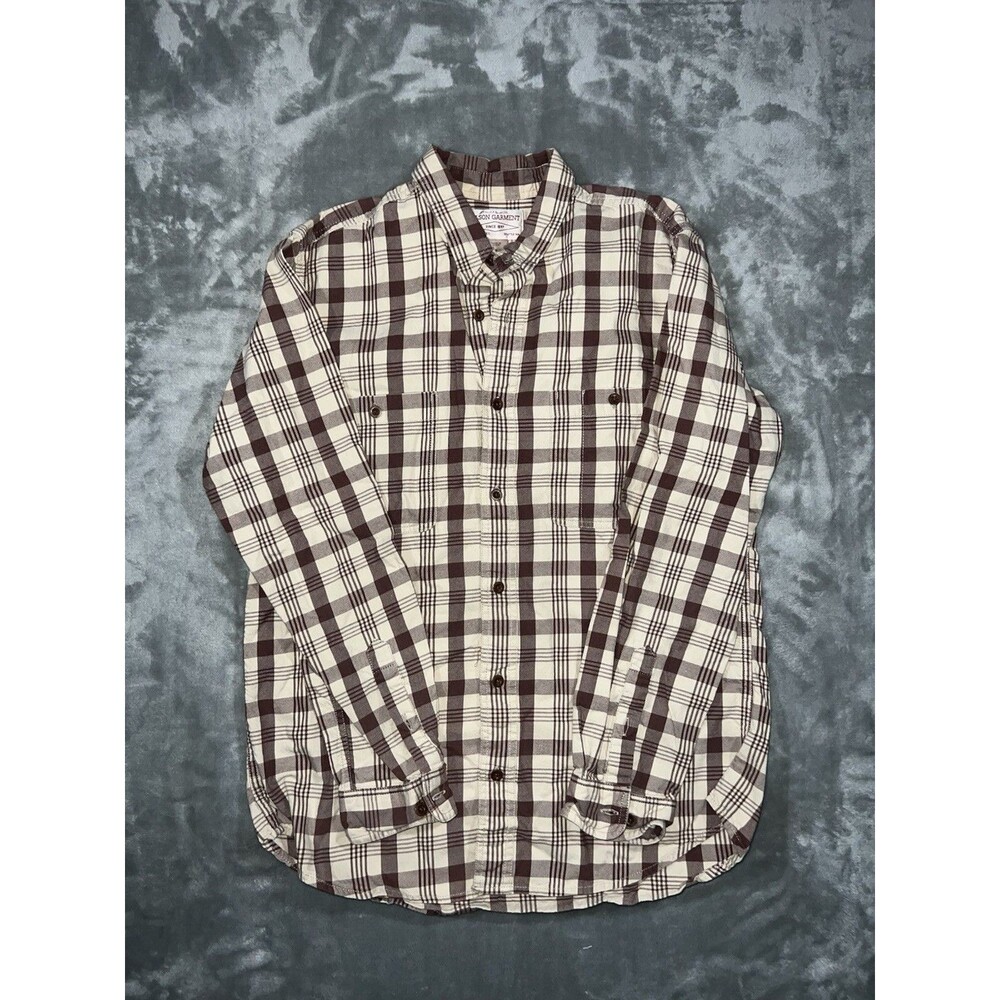Filson Cotton Flannel Shirt Size M Tan Plaid Cotton Western Hunting Gorp